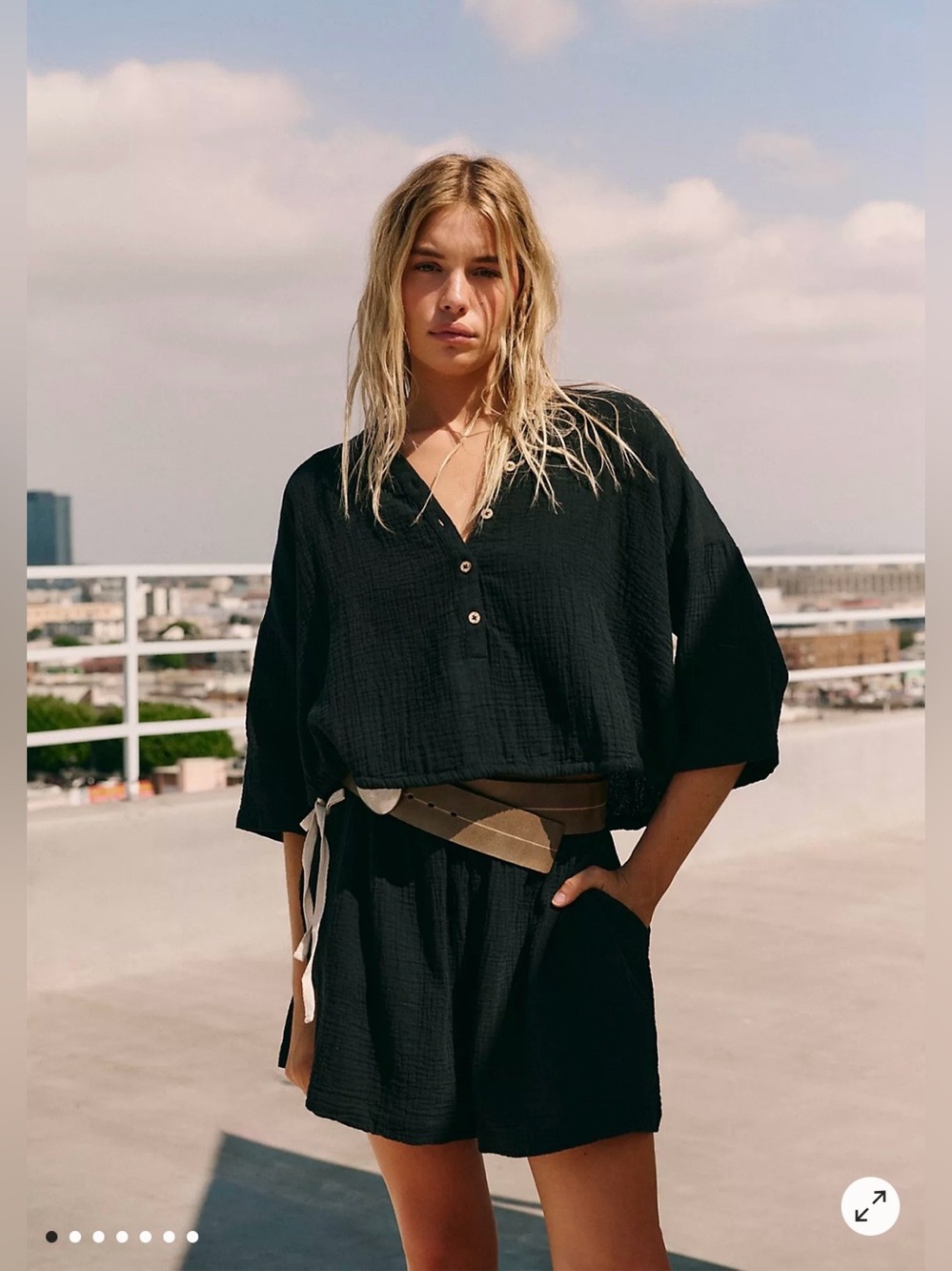 FREE PEOPLE | Cyrus Shorts Set by Free-est. Black Gauze Top & Shorts S
